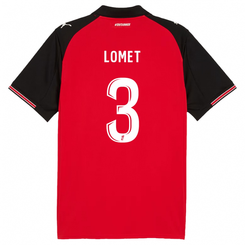 נשים Ruben Lomet #3 אדום שחור ג'רזי ביתית 2025/26 חולצה קצרה