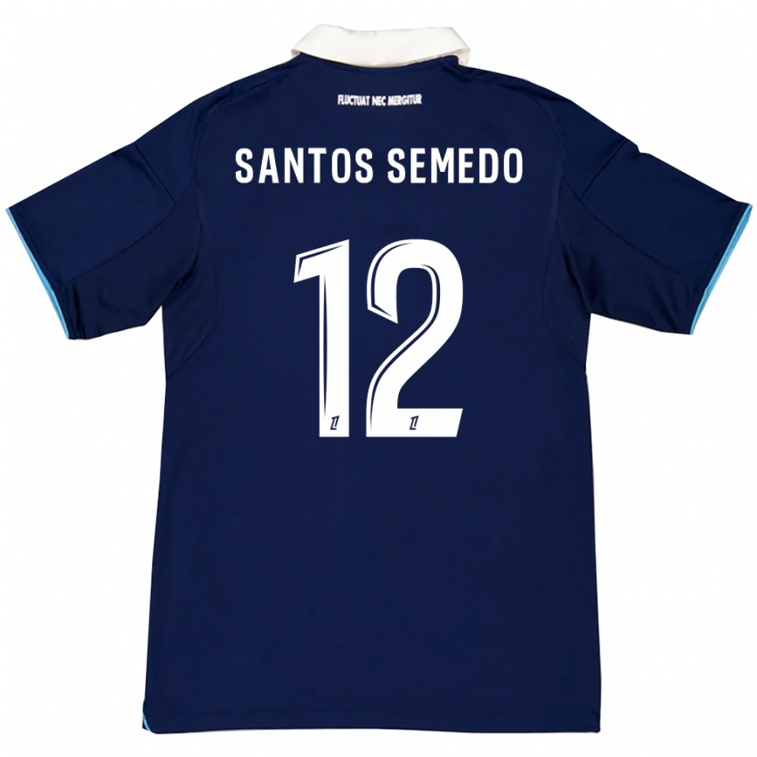 נשים Ilyes Dos Santos Semedo #12 כחול כהה לבן ג'רזי ביתית 2025/26 חולצה קצרה