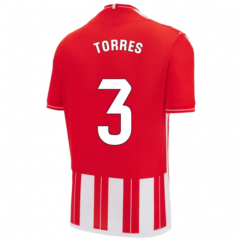 נשים Alejandro Torres #3 אדום לבן ג'רזי ביתית 2025/26 חולצה קצרה