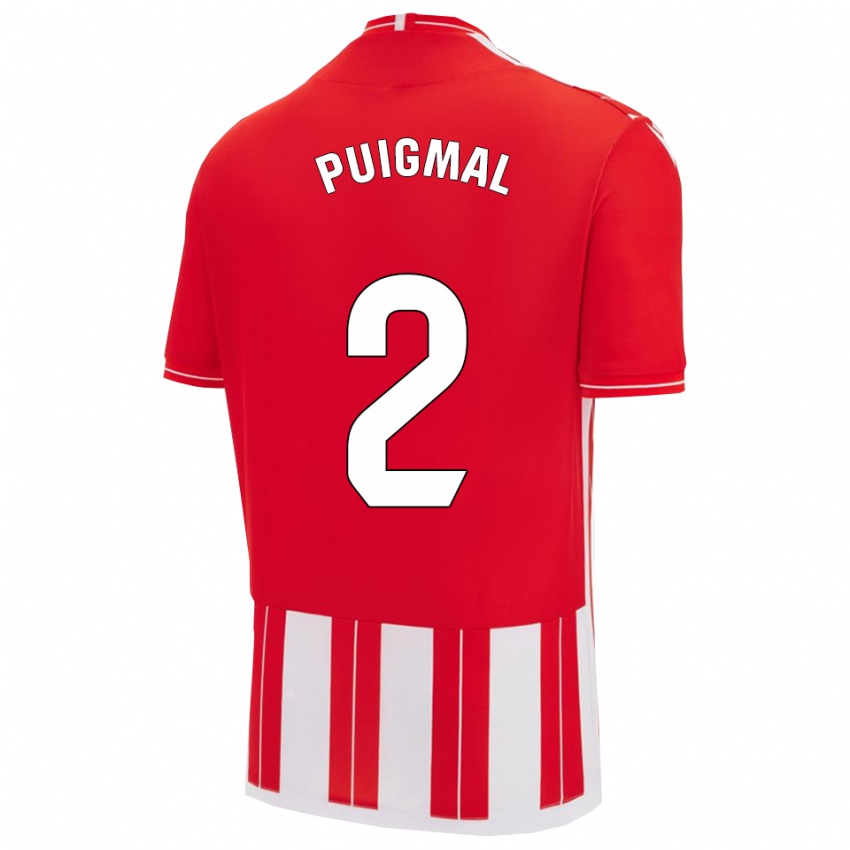 נשים Arnau Puigmal #2 אדום לבן ג'רזי ביתית 2025/26 חולצה קצרה