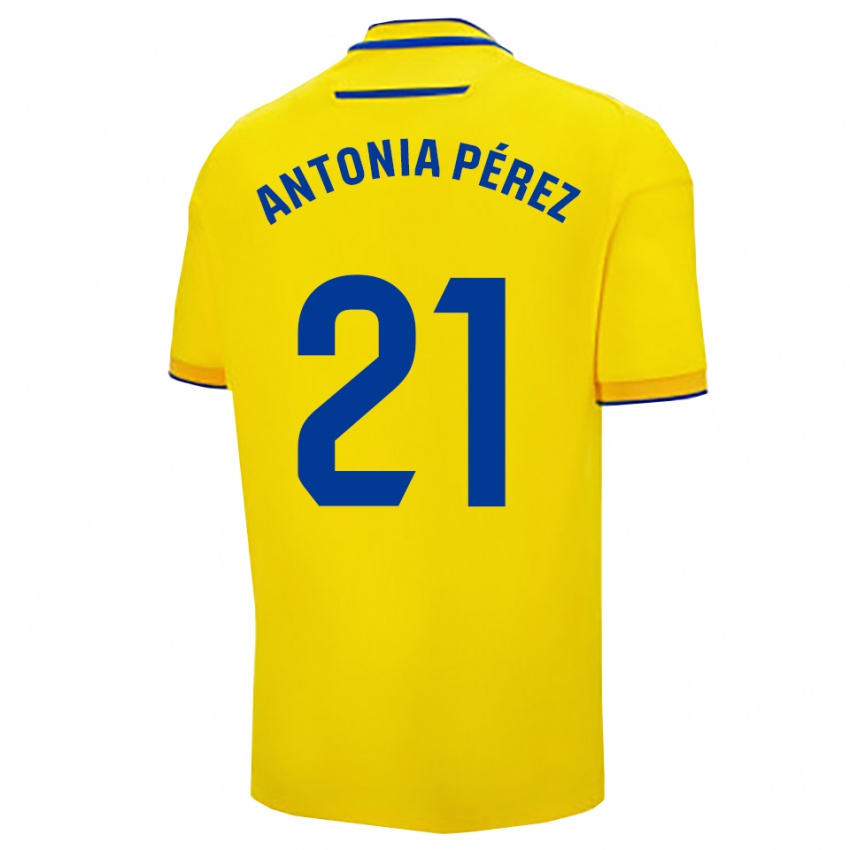 נשים Antonia Pérez Lopez #21 צהוב נייבי ג'רזי ביתית 2025/26 חולצה קצרה