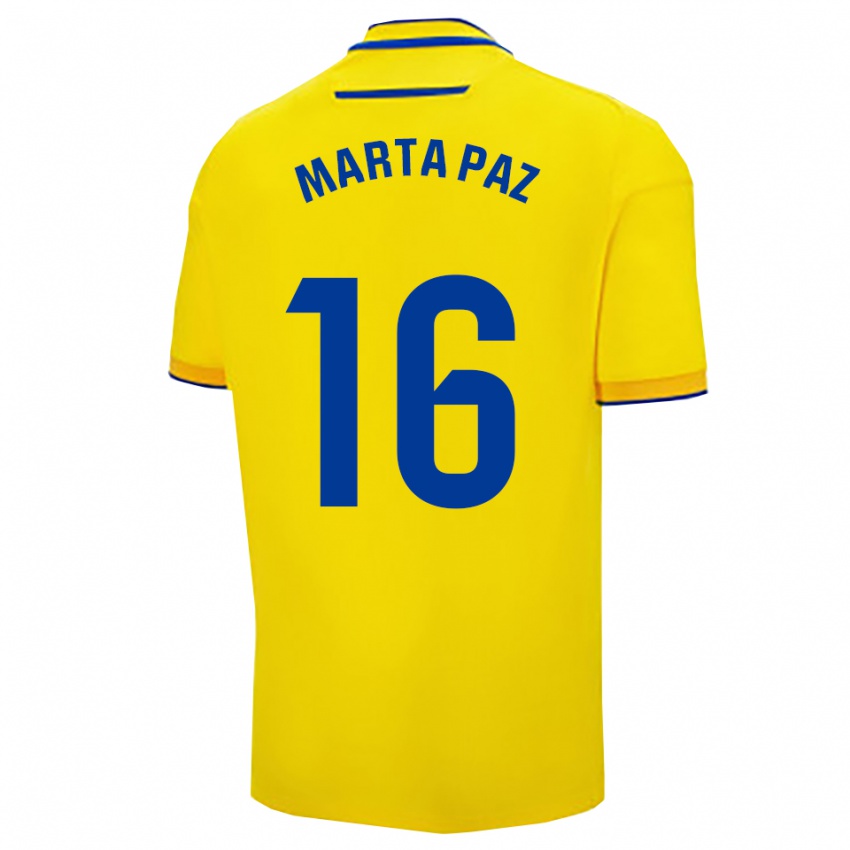 נשים Marta De Los Milagros Paz Cruz #16 צהוב נייבי ג'רזי ביתית 2025/26 חולצה קצרה