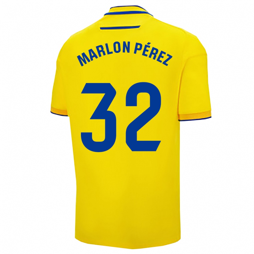 נשים Marlon Pérez #32 צהוב נייבי ג'רזי ביתית 2025/26 חולצה קצרה