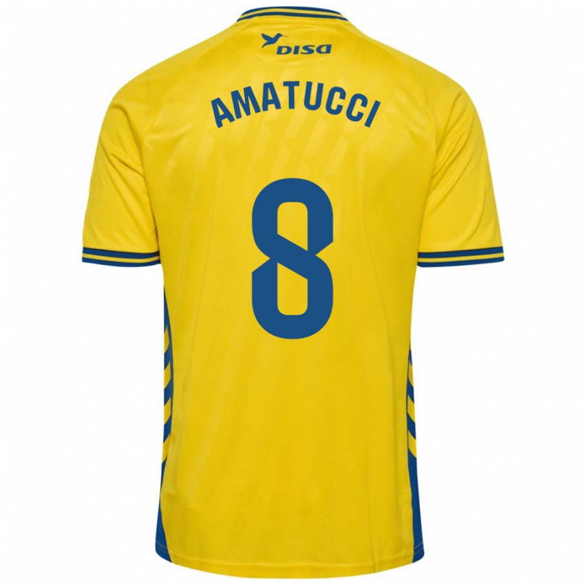 נשים Lorenzo Amatucci #8 צהוב כחול ג'רזי ביתית 2025/26 חולצה קצרה
