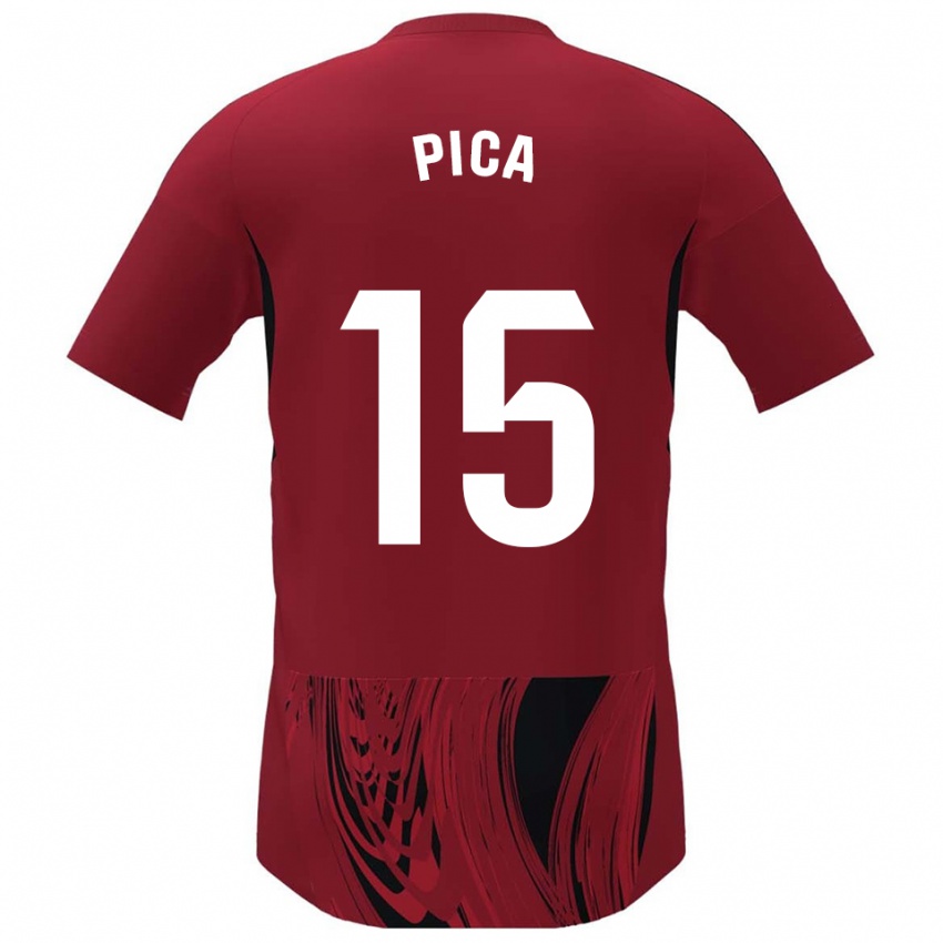 נשים Adrián Pica #15 אדום שחור ג'רזי ביתית 2025/26 חולצה קצרה