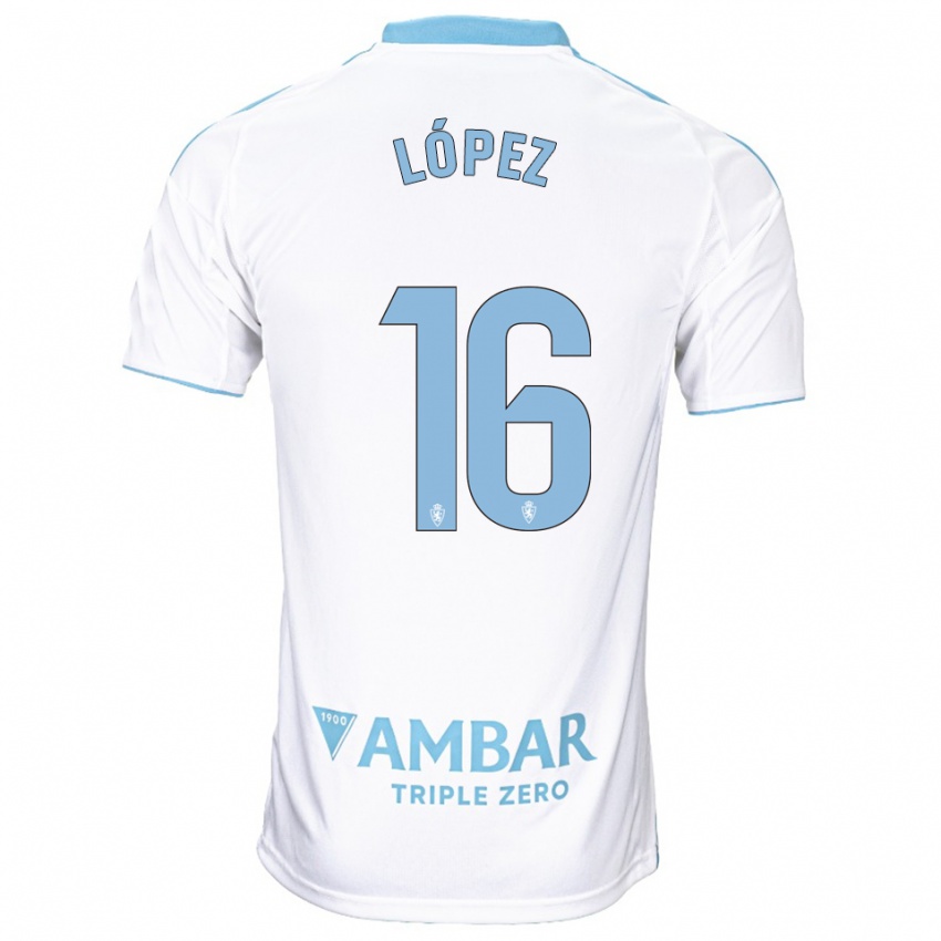 נשים Juan López #16 לבן תכלת ג'רזי ביתית 2025/26 חולצה קצרה
