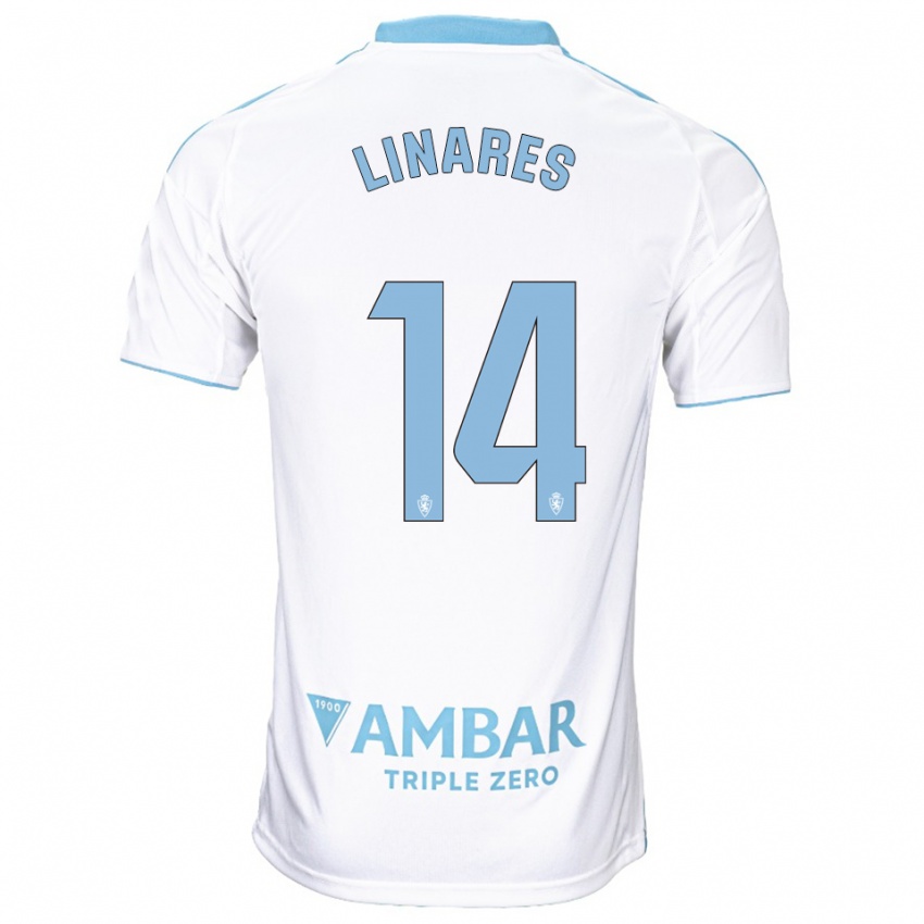 נשים Ángel Linares #14 לבן תכלת ג'רזי ביתית 2025/26 חולצה קצרה