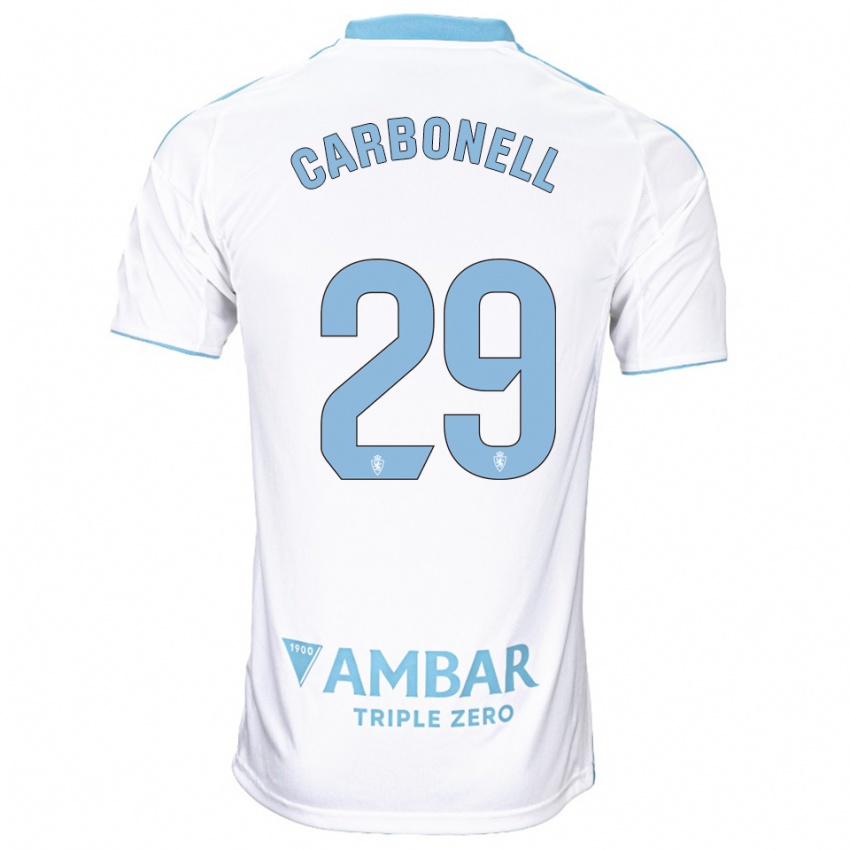 נשים Luis Carbonell #29 לבן תכלת ג'רזי ביתית 2025/26 חולצה קצרה