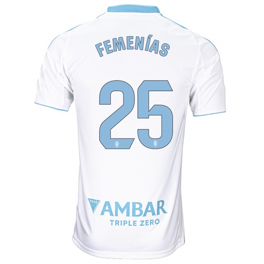 נשים חואן פמניאס #25 לבן תכלת ג'רזי ביתית 2025/26 חולצה קצרה