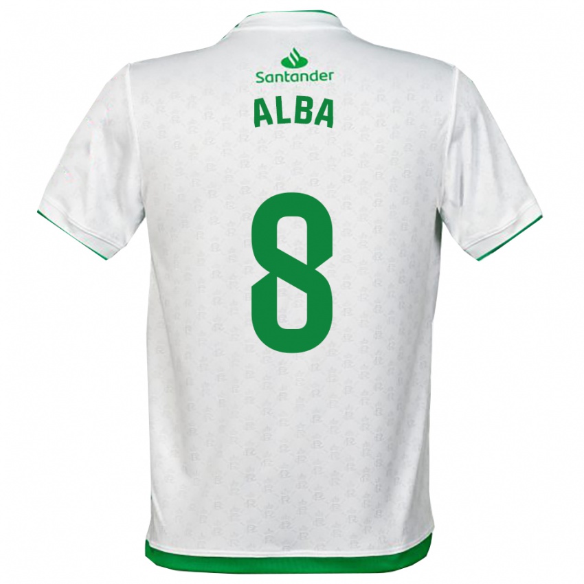 נשים Alba Luzuriaga Albelda #8 ירוק לבן ג'רזי ביתית 2025/26 חולצה קצרה