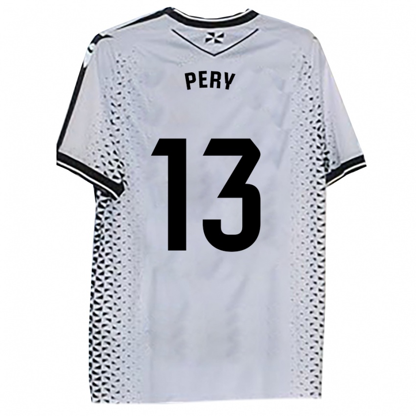 נשים Pery #13 לבן שחור ג'רזי ביתית 2025/26 חולצה קצרה
