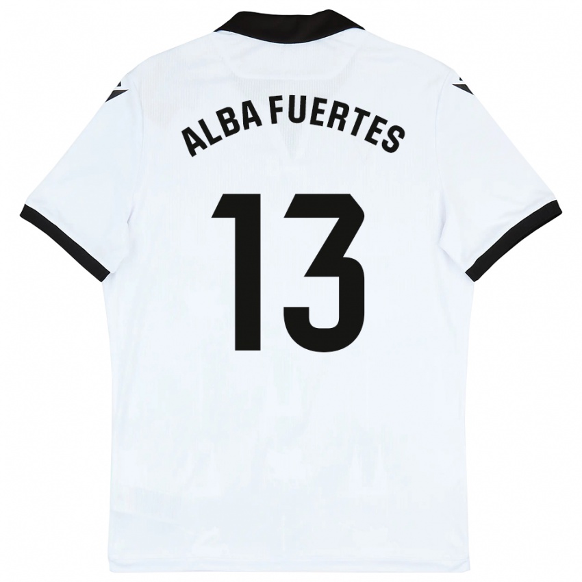 נשים Alba Fuertes #13 לבן שחור ג'רזי ביתית 2025/26 חולצה קצרה