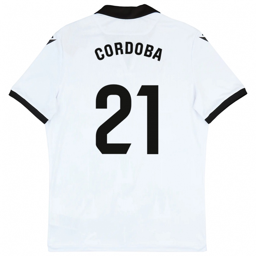 נשים איניגו קורדובה #21 לבן שחור ג'רזי ביתית 2025/26 חולצה קצרה