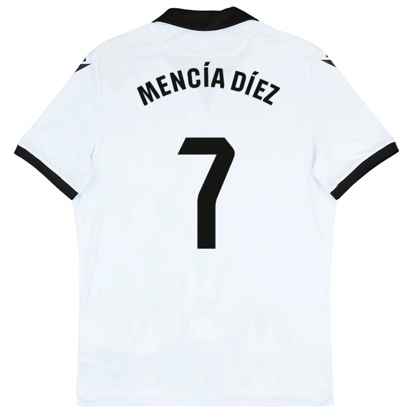 נשים Mencía Díez #7 לבן שחור ג'רזי ביתית 2025/26 חולצה קצרה