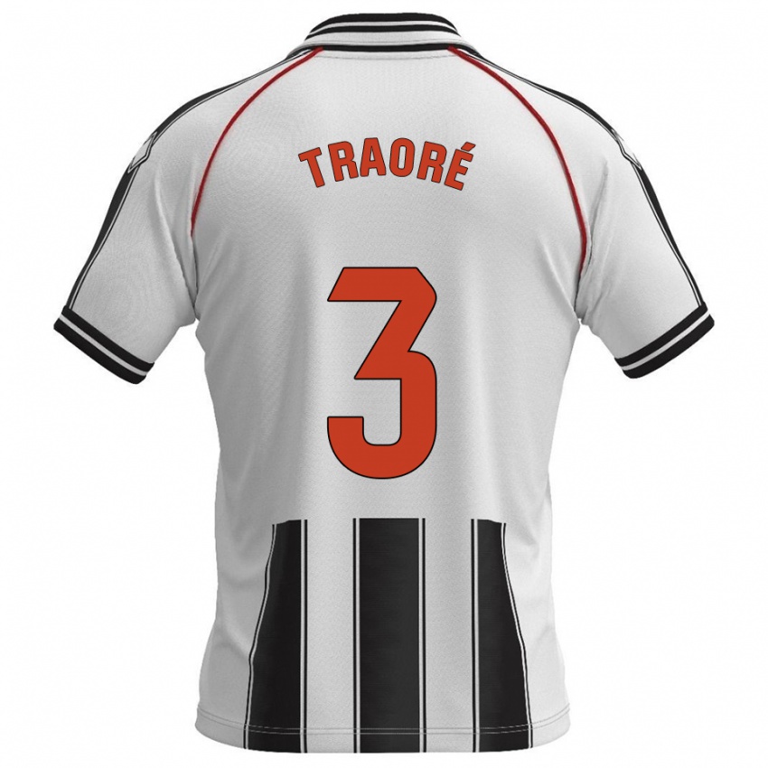 נשים Mamadou Traoré #3 לבן שחור ג'רזי ביתית 2025/26 חולצה קצרה