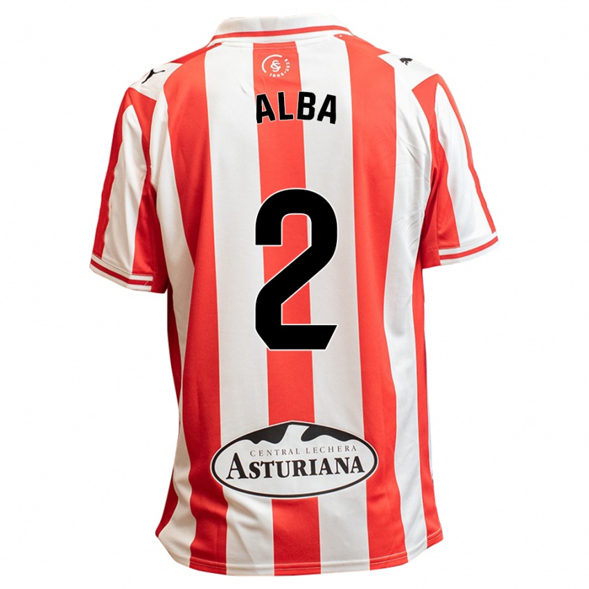 נשים Alba Fernandez García #2 לבן אדום ג'רזי ביתית 2025/26 חולצה קצרה