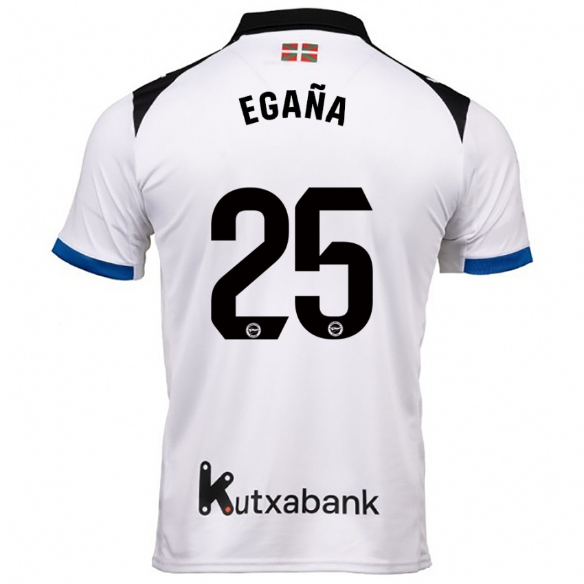 נשים Eider Egaña #25 לבן כחול הרחק ג'רזי 2025/26 חולצה קצרה