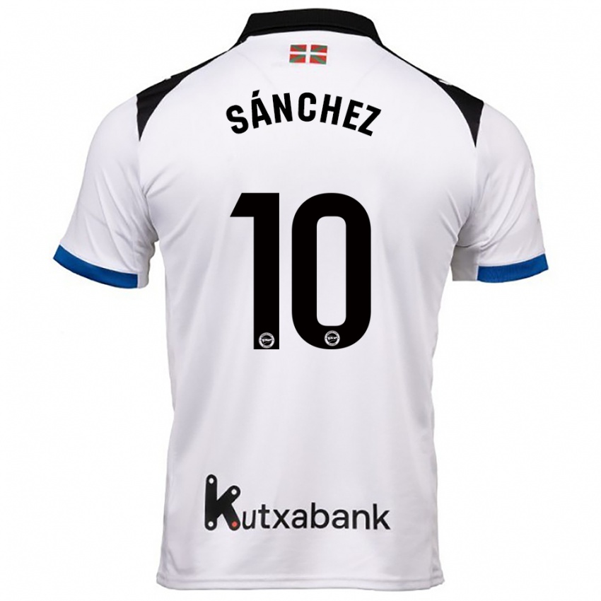 נשים Ander Sánchez #10 לבן כחול הרחק ג'רזי 2025/26 חולצה קצרה