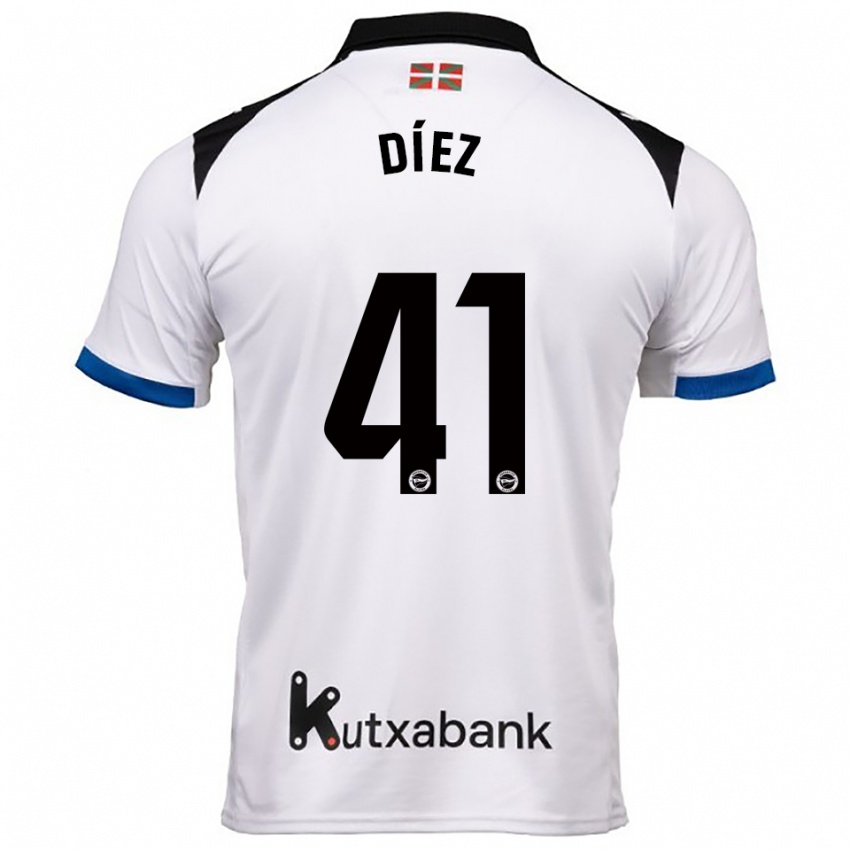 נשים Victor Díez #41 לבן כחול הרחק ג'רזי 2025/26 חולצה קצרה