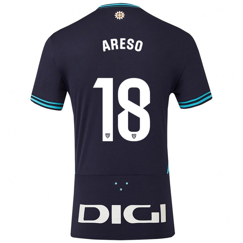נשים Jesús Areso Blanco #18 כחול נייבי תכלת הרחק ג'רזי 2025/26 חולצה קצרה