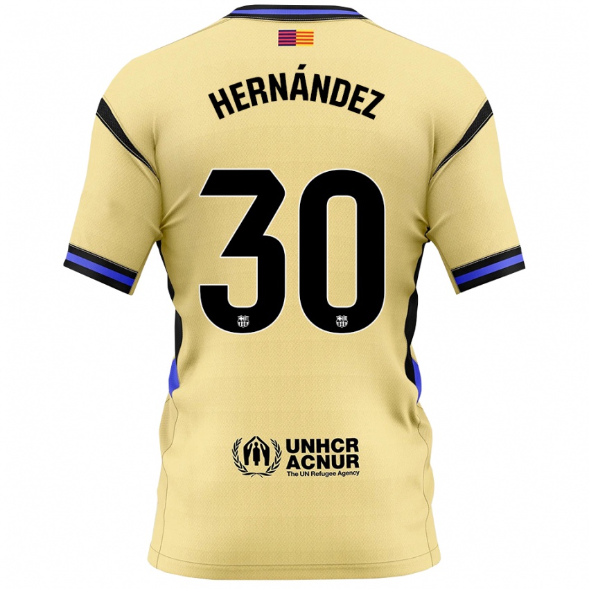 נשים חואן הרננדס #30 צהוב שחור הרחק ג'רזי 2025/26 חולצה קצרה