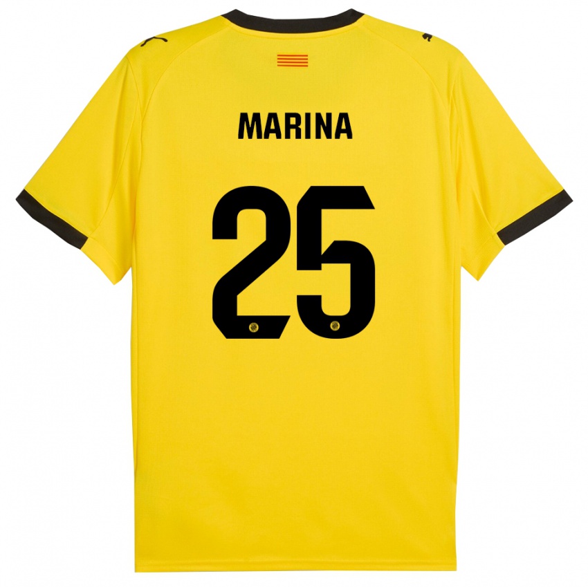 נשים Sergi Marina #25 צהוב שחור הרחק ג'רזי 2025/26 חולצה קצרה