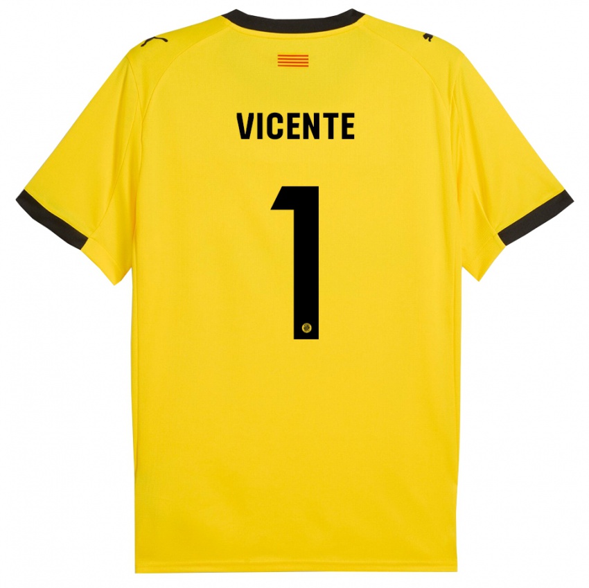 נשים דייגו ויסנטה #1 צהוב שחור הרחק ג'רזי 2025/26 חולצה קצרה