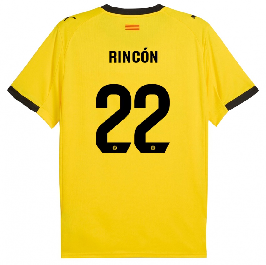 נשים הוגו רינקון #22 צהוב שחור הרחק ג'רזי 2025/26 חולצה קצרה