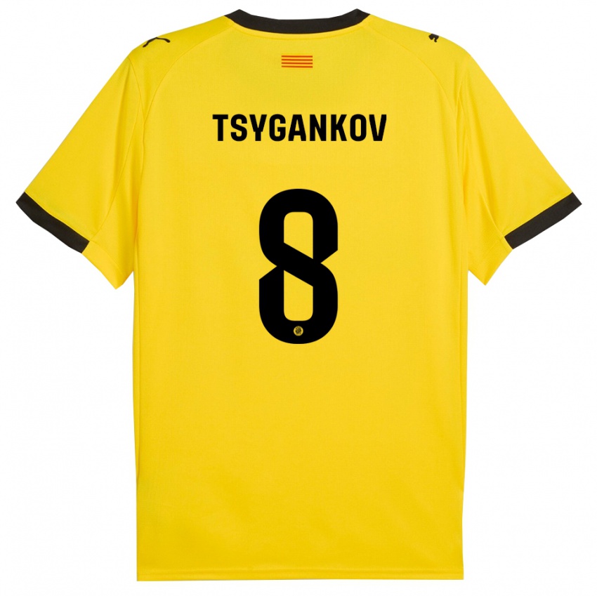 נשים ויקטור ציגנקוב #8 צהוב שחור הרחק ג'רזי 2025/26 חולצה קצרה