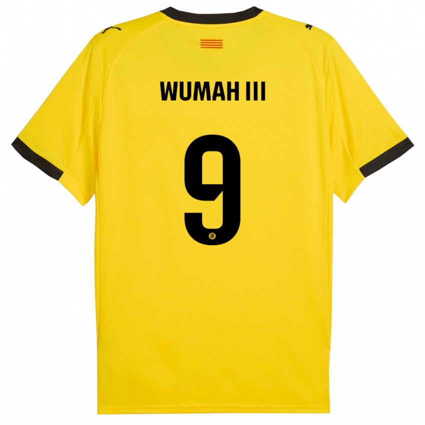 נשים Edward Wumah Iii #9 צהוב שחור הרחק ג'רזי 2025/26 חולצה קצרה