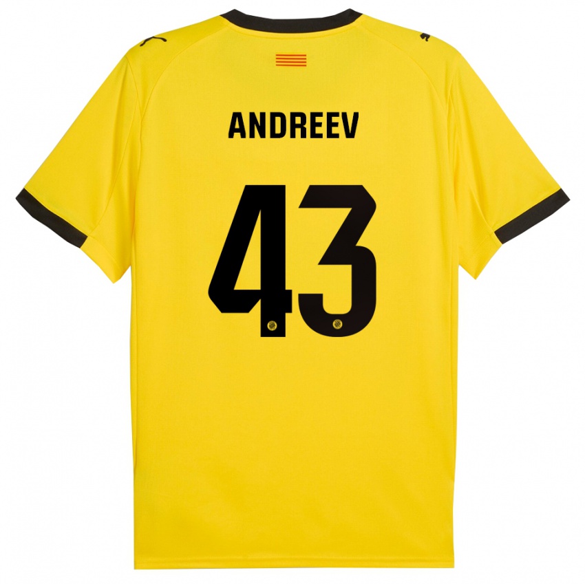נשים Aleksandar Andreev #43 צהוב שחור הרחק ג'רזי 2025/26 חולצה קצרה