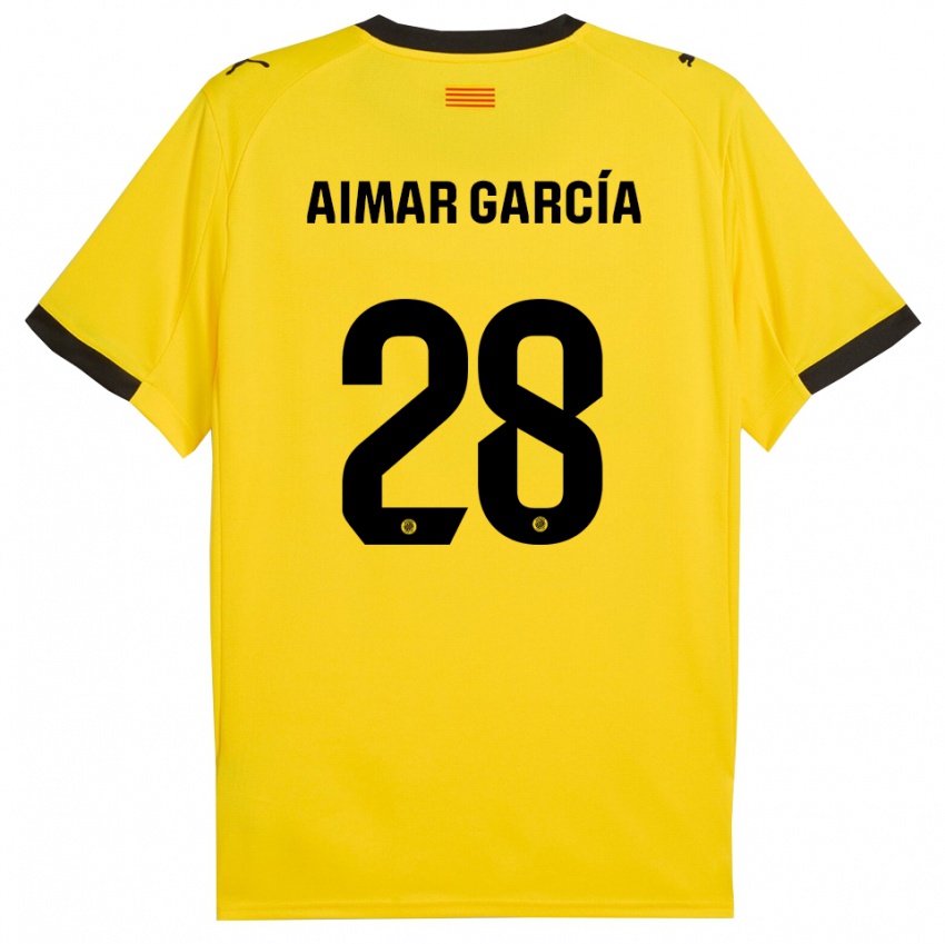 נשים Aimar García #28 צהוב שחור הרחק ג'רזי 2025/26 חולצה קצרה
