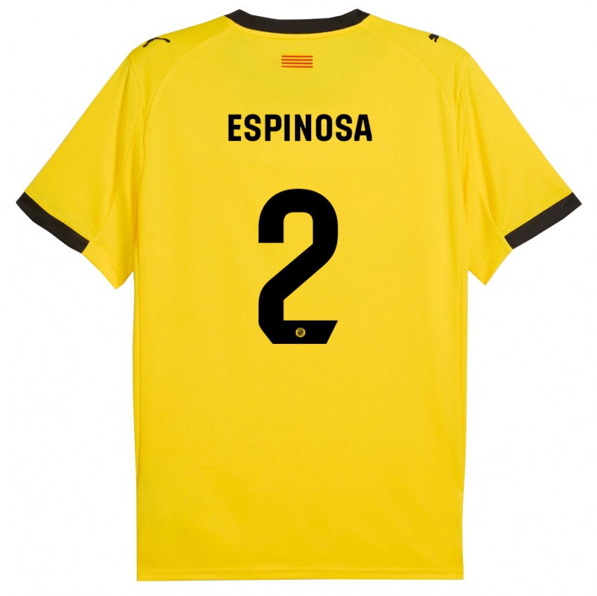 נשים ברנרדו אספינוסה #2 צהוב שחור הרחק ג'רזי 2025/26 חולצה קצרה