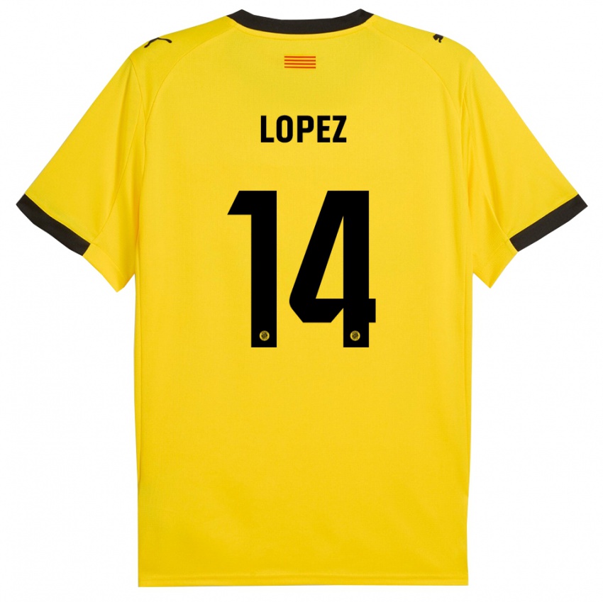 נשים ג'ודית לופז #14 צהוב שחור הרחק ג'רזי 2025/26 חולצה קצרה