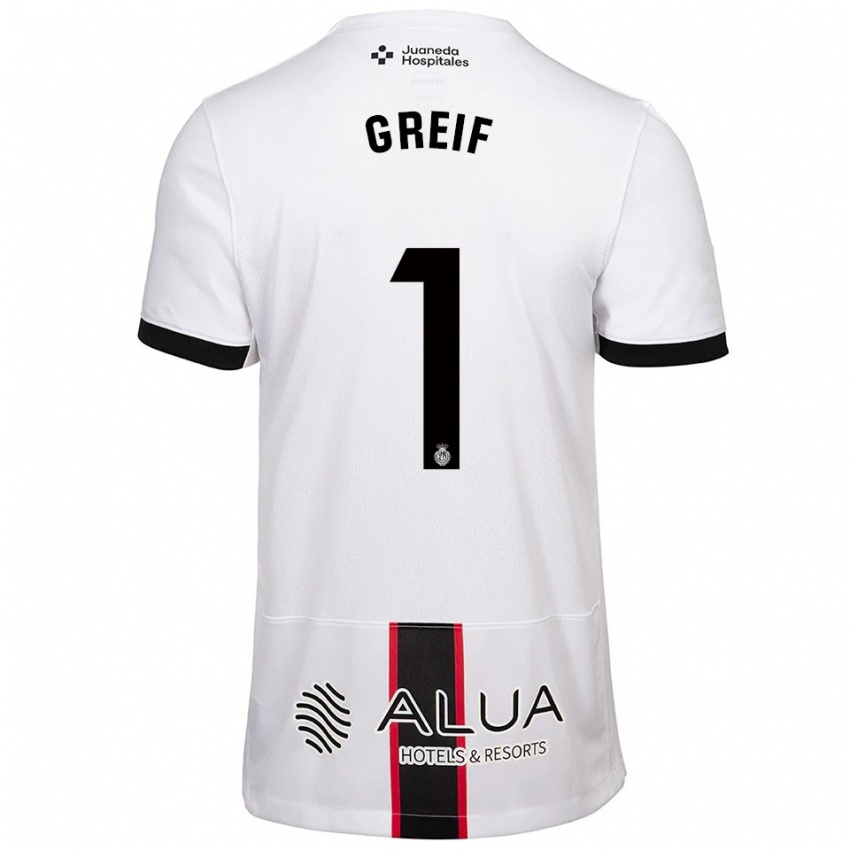 נשים דומיניק גרייף #1 לבן שחור הרחק ג'רזי 2025/26 חולצה קצרה