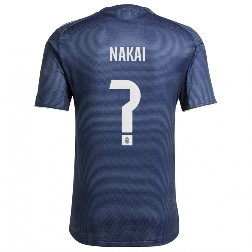 נשים טקוהירו נאקאי #0 כחול נייבי כסוף הרחק ג'רזי 2025/26 חולצה קצרה