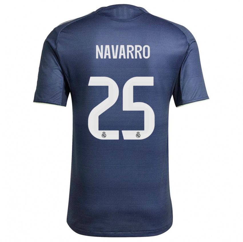 נשים Javier Navarro #25 כחול נייבי כסוף הרחק ג'רזי 2025/26 חולצה קצרה