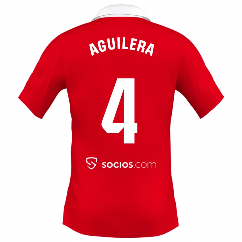נשים חואן אנטוניו אגילרה בארוסו #4 אדום לבן אפור הרחק ג'רזי 2025/26 חולצה קצרה