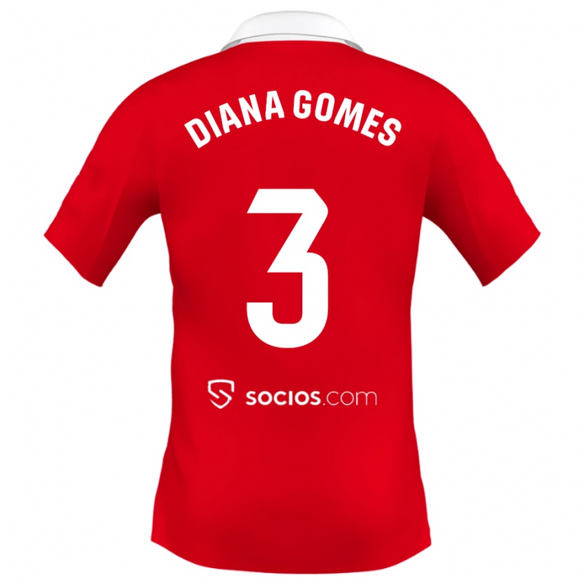 נשים דיאנה גומס #3 אדום לבן אפור הרחק ג'רזי 2025/26 חולצה קצרה