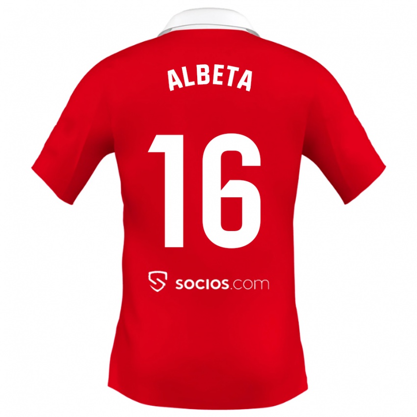 נשים Alba López #16 אדום לבן אפור הרחק ג'רזי 2025/26 חולצה קצרה