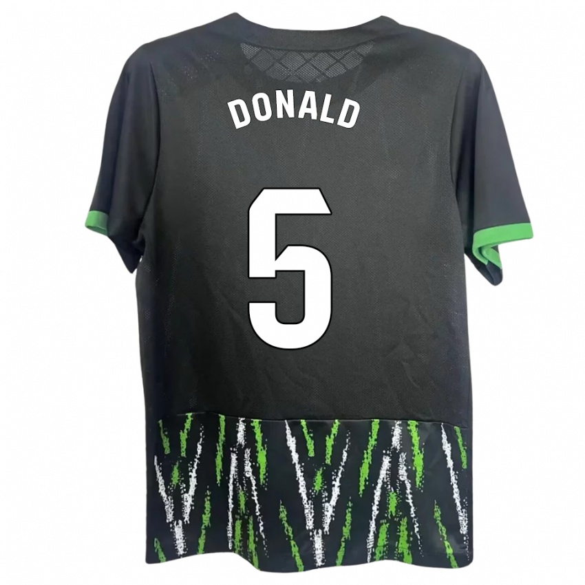 נשים John Donald #5 שחור ירוק הרחק ג'רזי 2025/26 חולצה קצרה