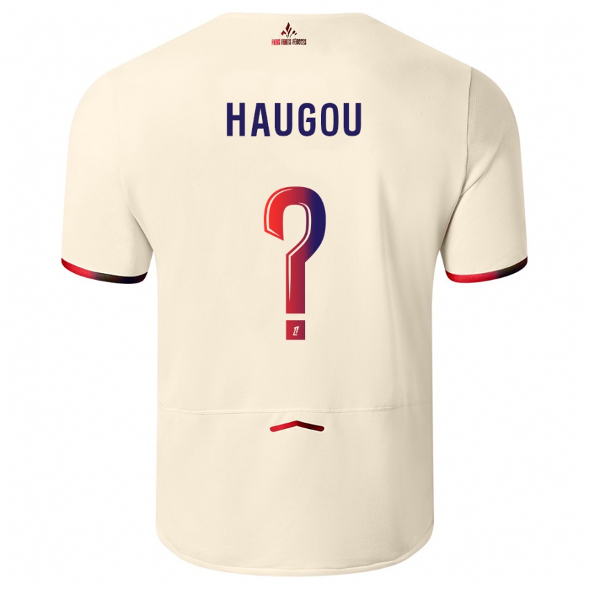נשים Pauline Haugou #0 לבן שמנת אדום הרחק ג'רזי 2025/26 חולצה קצרה