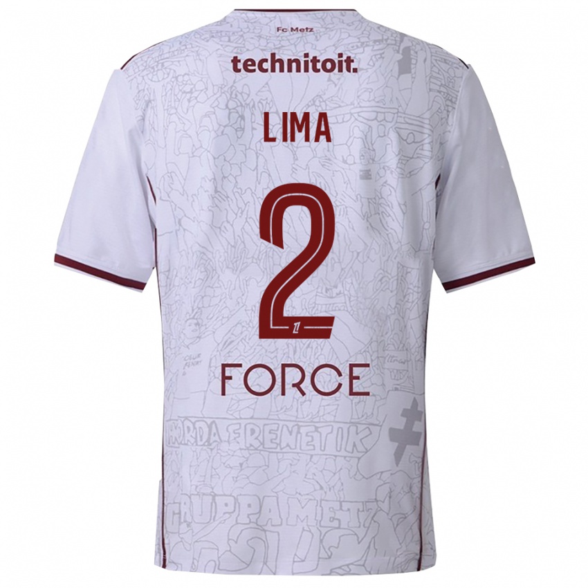 נשים Edson Lima #2 לבן בורדו הרחק ג'רזי 2025/26 חולצה קצרה