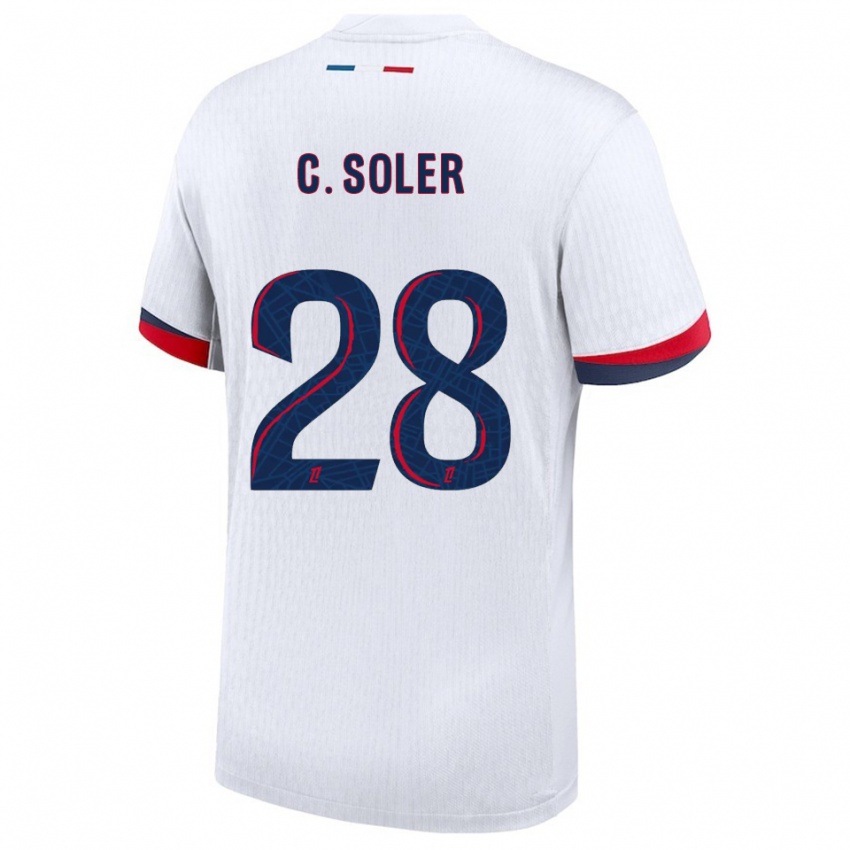 נשים קרלוס סולר #28 לבן אדום הרחק ג'רזי 2025/26 חולצה קצרה