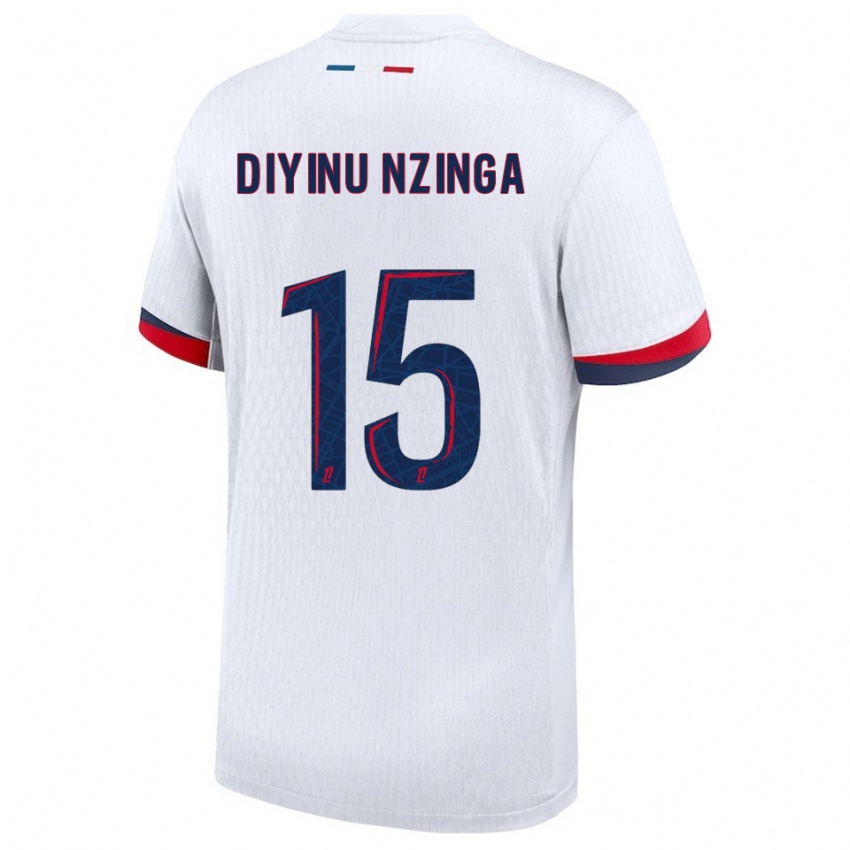 נשים Vainqueur Diyinu Nzinga #15 לבן אדום הרחק ג'רזי 2025/26 חולצה קצרה