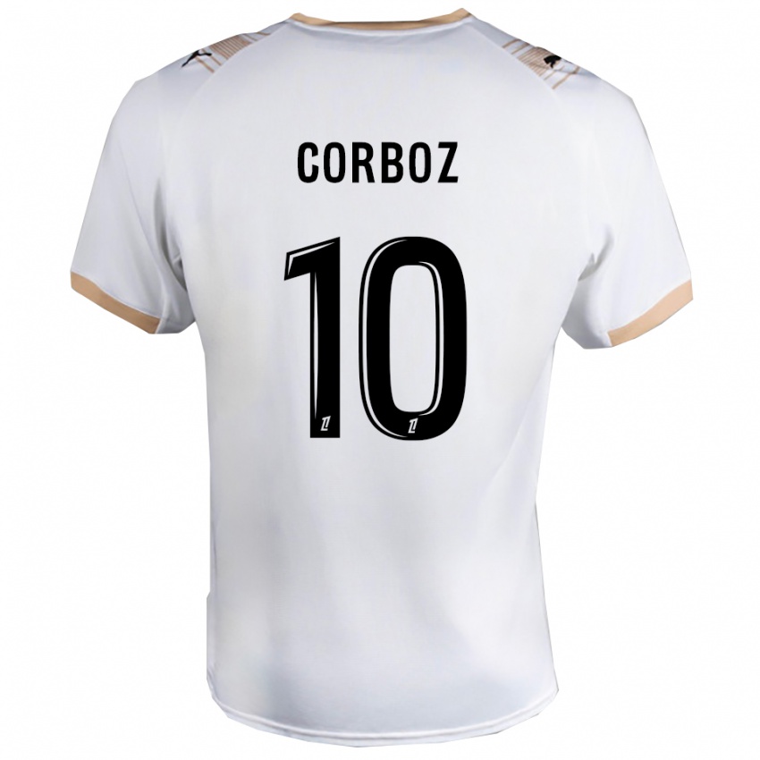 נשים רייצ'ל קורבוז #10 לבן שחור הרחק ג'רזי 2025/26 חולצה קצרה
