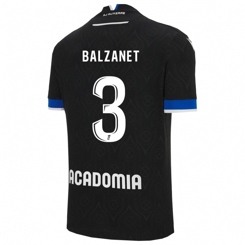 נשים Guillaume Balzanet #3 שחור לבן הרחק ג'רזי 2025/26 חולצה קצרה