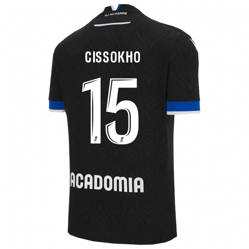 נשים Mamoudou Cissokho #15 שחור לבן הרחק ג'רזי 2025/26 חולצה קצרה