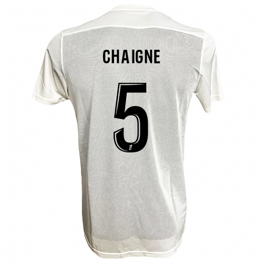 נשים Mathéo Chaigne #5 שחור לבן הרחק ג'רזי 2025/26 חולצה קצרה