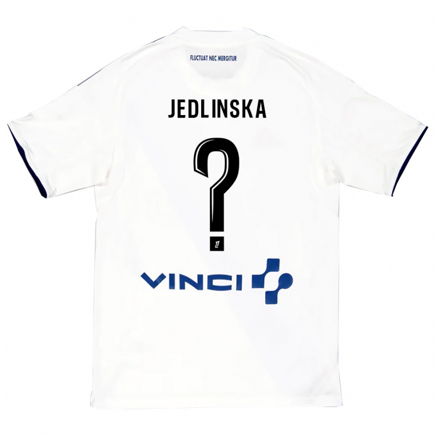 נשים Klaudia Jedlinska #0 לבן כחול הרחק ג'רזי 2025/26 חולצה קצרה
